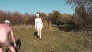 порно видео Wild beach. Nude in public. Outdoor on bank of river naked sexy mom MILF Frina learns to play badminton together with her naked lover. Outside. Nudist beach. Pussy natural tits ass Milf